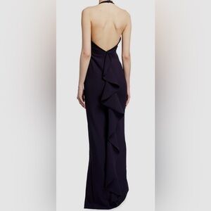 LIKELY - Ferris Ruffle Halter Gown (Navy size 0)